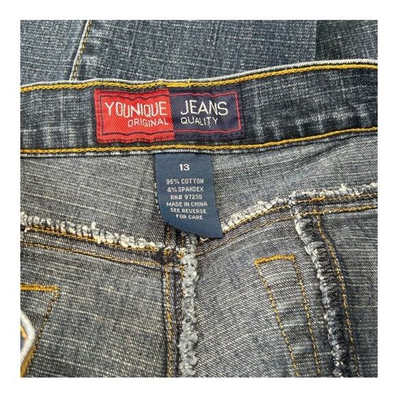 Rare Vintage Younique Y2K Embellished Velvet Flare Jeans | Low Rise | Size 13 - Picture 13 of 16